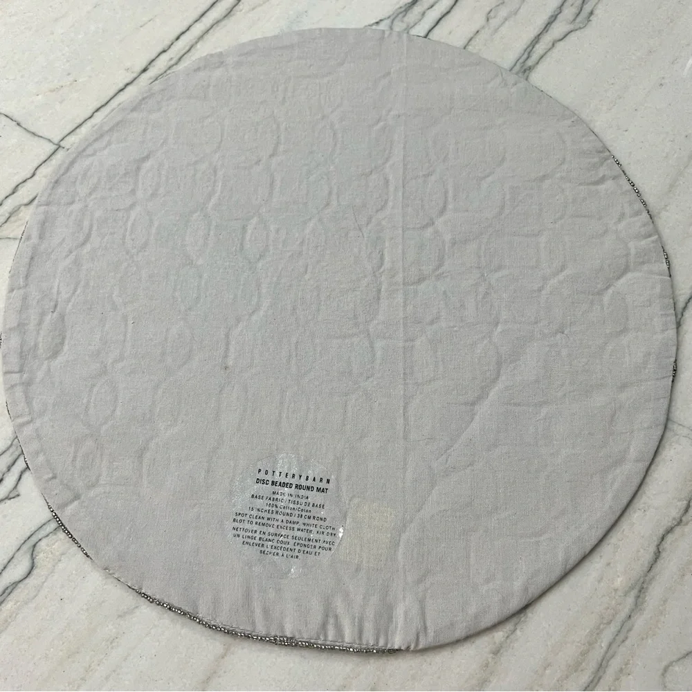 Pottery Barn Round Beaded Placemat Holiday Bling Elegant Party
